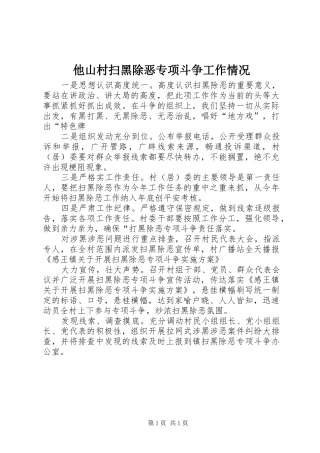 2024年他山村扫黑除恶专项斗争工作情况