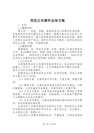 2024年突发公共事件总体方案