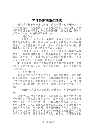 2024年学习杨善洲整改措施