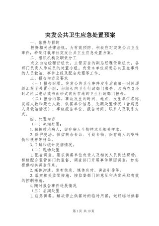 2024年突发公共卫生应急处置预案