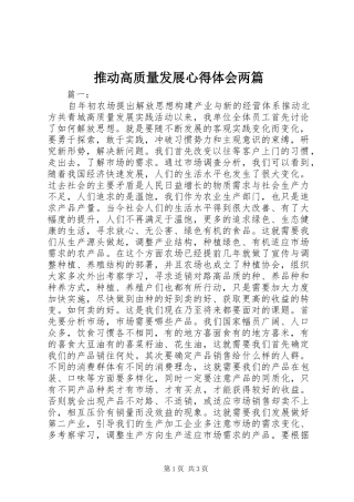 2024年推动高质量发展心得体会两篇