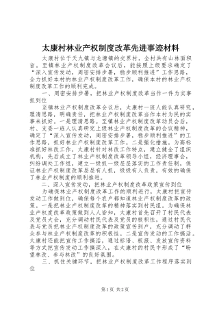 2024年太康村林业产权制度改革先进事迹材料