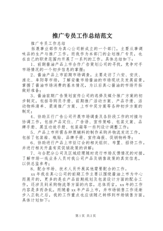 2024年推广专员工作总结范文