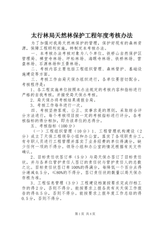 2024年太行林局天然林保护工程年度考核办法