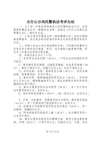 2024年太行山分局民警执法考评办法