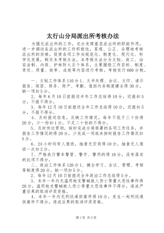 2024年太行山分局派出所考核办法