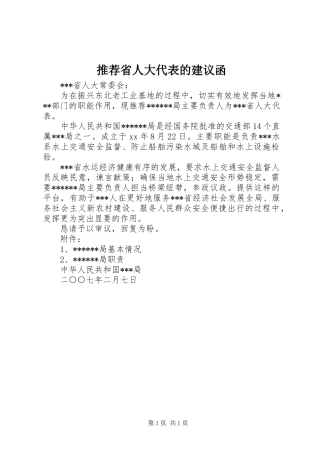 2024年推荐省人大代表的建议函