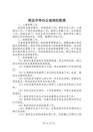 2024年坍北中学办公室岗位职责