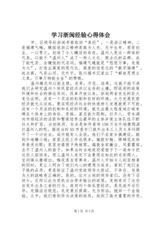 2024年学习浙闽经验心得体会