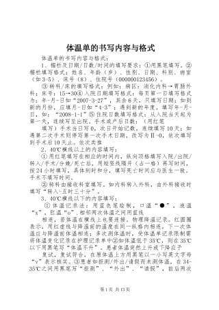 2024年体温单的书写内容与格式