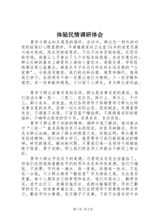 2024年体验民情调研体会