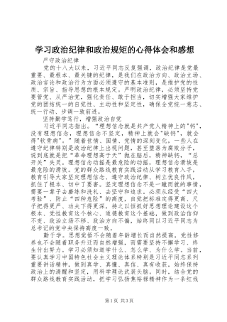 2024年学习政治纪律和政治规矩的心得体会和感想