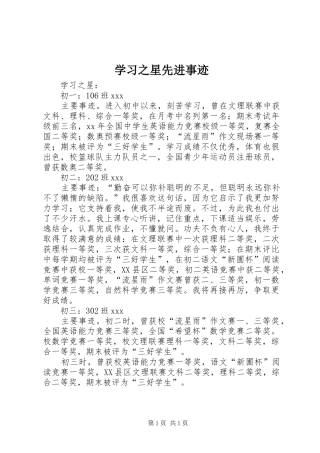 2024年学习之星先进事迹