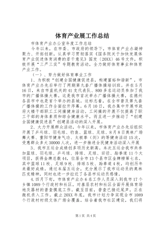 2024年体育产业展工作总结