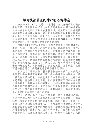 2024年学习执法公正纪律严明心得体会