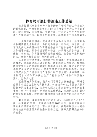 2024年体育局开展打非治违工作总结