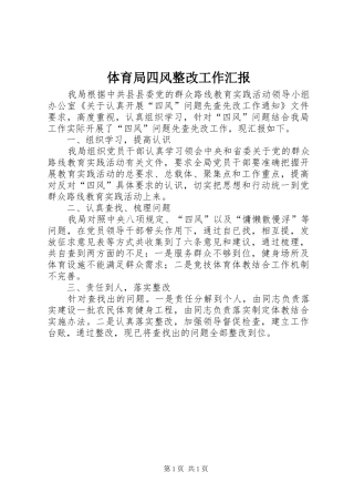 2024年体育局四风整改工作汇报