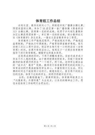 2024年体育组工作总结