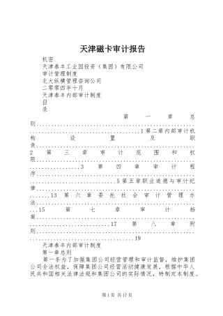 2024年天津磁卡审计报告