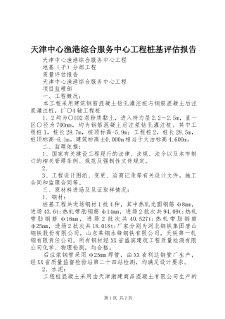 2024年天津中心渔港综合服务中心工程桩基评估报告