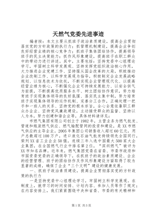 2024年天然气党委先进事迹