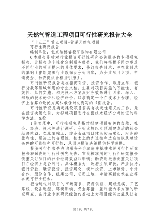 2024年天然气管道工程项目可行性研究报告大全