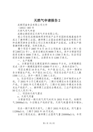 2024年天然气申请报告