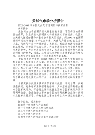 2024年天然气市场分析报告