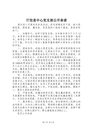 2024年厅信息中心党支部公开承诺
