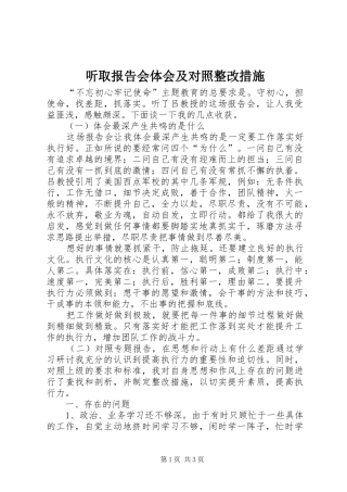 2024年听取报告会体会及对照整改措施