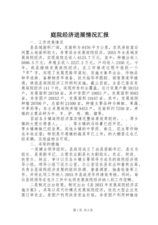 2024年庭院经济进展情况汇报