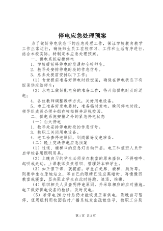 2024年停电应急处理预案