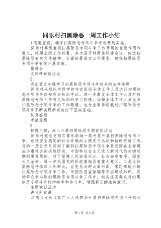 2024年同乐村扫黑除恶一周工作小结