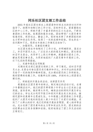 2024年同乐社区团支部工作总结
