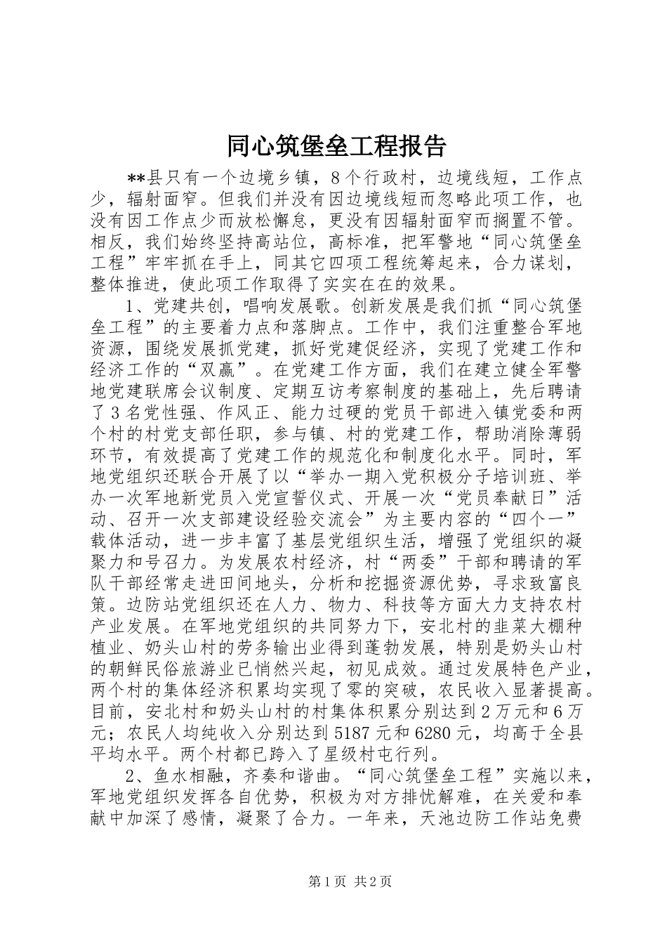 2024年同心筑堡垒工程报告_第1页