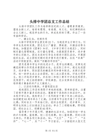 2024年头排中学团总支工作总结