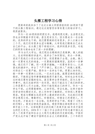 2024年头雁工程学习心得