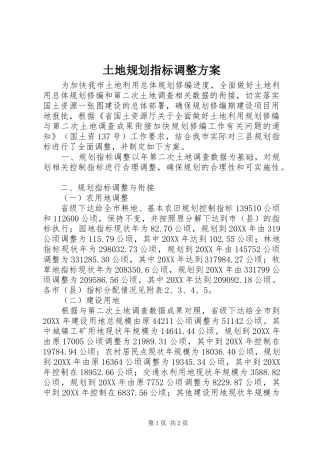 2024年土地规划指标调整方案