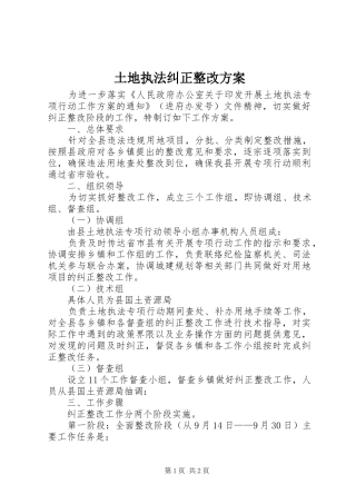 2024年土地执法纠正整改方案