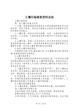 2024年土壤污染修复资料总结