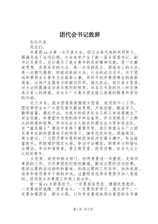 2024年团代会书记致辞