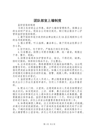 2024年团队部室上墙制度