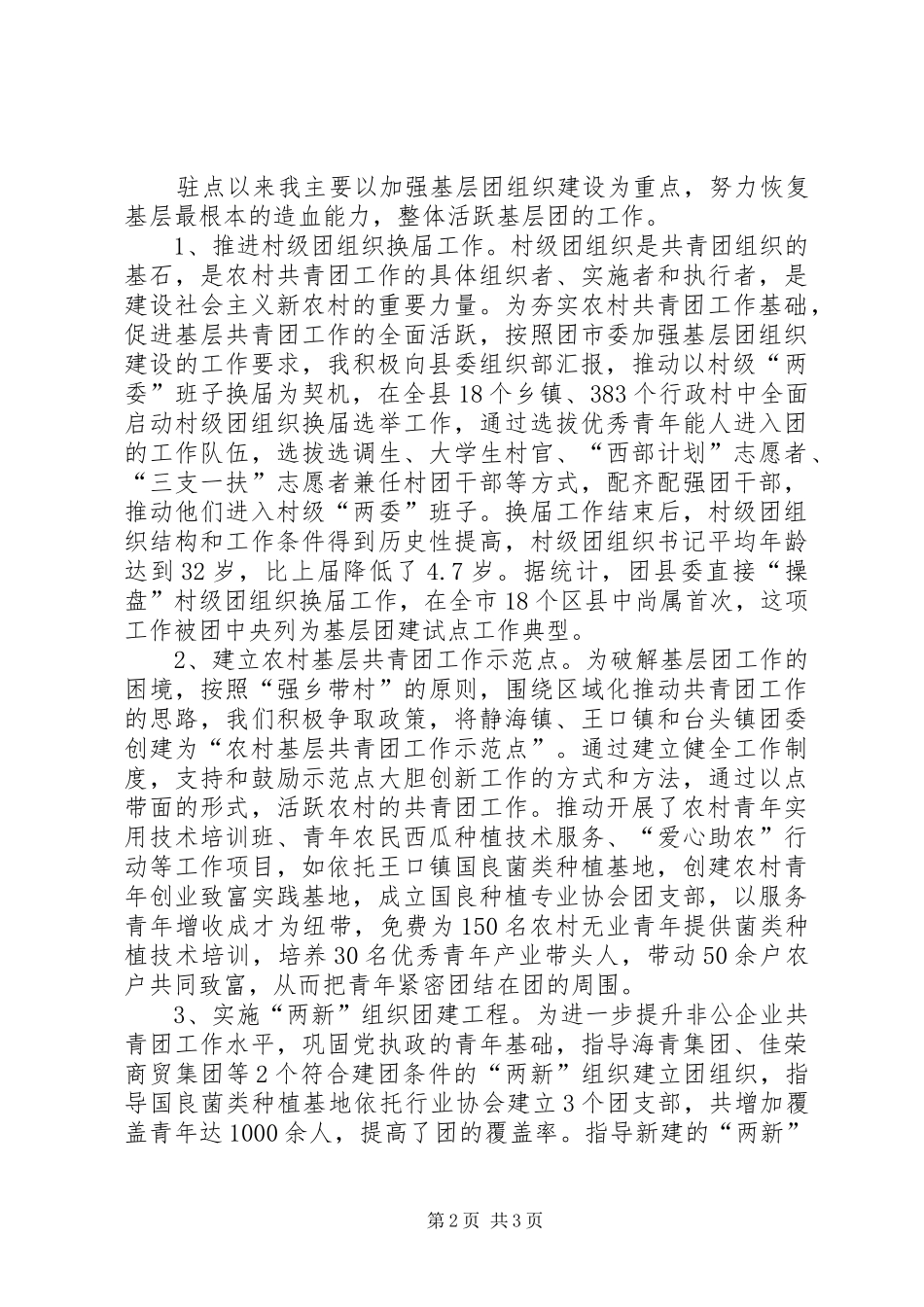 2024年团干部驻点工作典型交流材料六_第2页