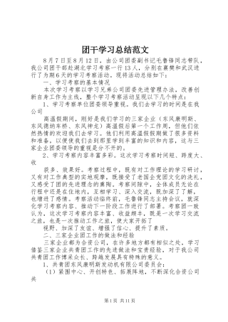 2024年团干学习总结范文