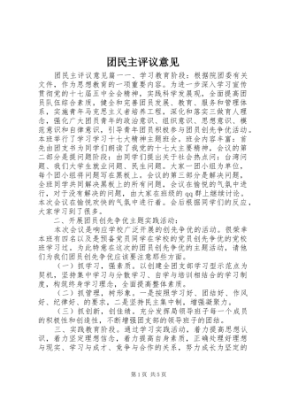 2024年团民主评议意见