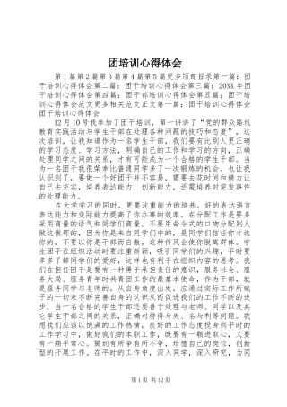 2024年团培训心得体会