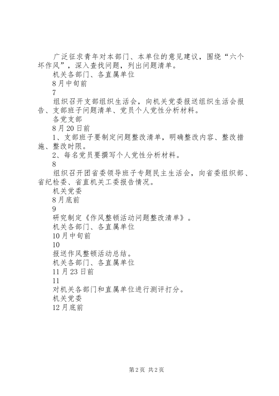 2024年团省委系统作风整顿活动工作任务清单_第2页