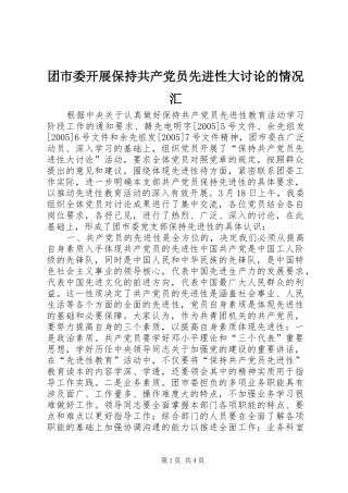 2024年团市委开展保持共产党员先进性大讨论的情况汇