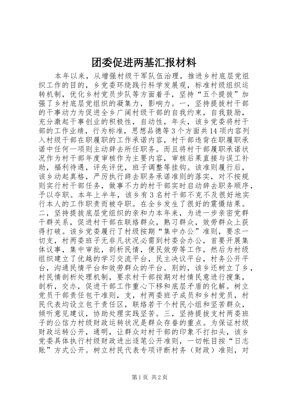 2024年团委促进两基汇报材料_第1页