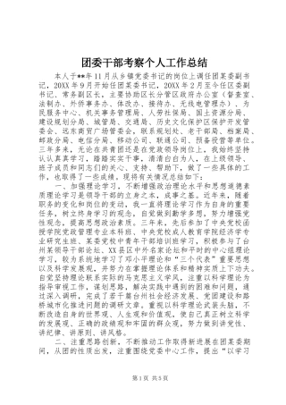 2024年团委干部考察个人工作总结
